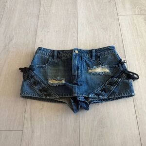 The Kript LACE EM UP DENIM MINI SKORT size s